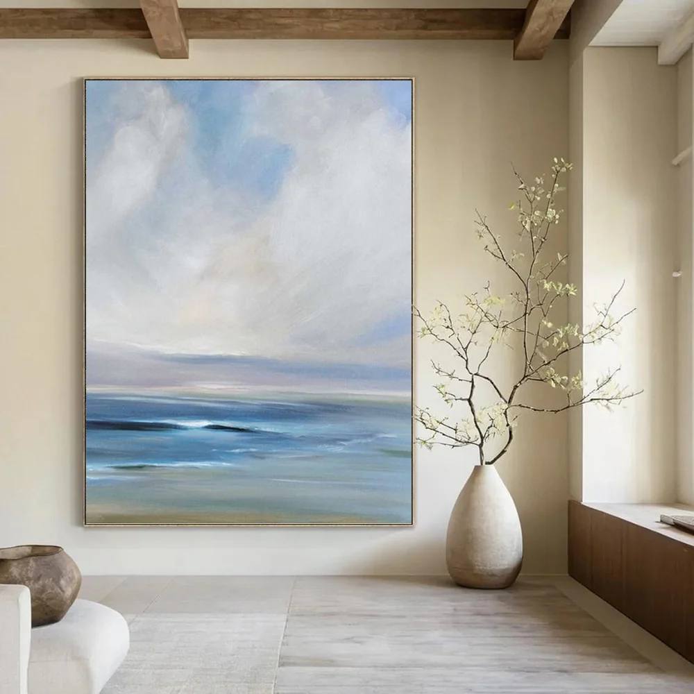 Coastal Hand-painted Seaside Office Abstract Canvas Wall Art BKK27